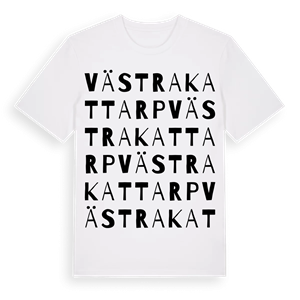 Västra Kattarp ordlek t-shirt – ekologisk bomull t-shirt från Pinshirt