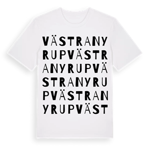 Västra Nyrup ordlek t-shirt – ekologisk bomull t-shirt från Pinshirt