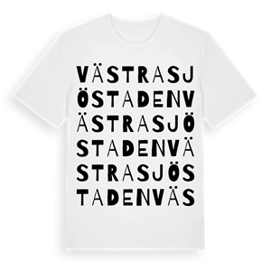 Västra Sjöstaden ordlek t-shirt – ekologisk bomull t-shirt från Pinshirt