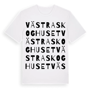 Västra Skoghuset ordlek t-shirt – ekologisk bomull t-shirt från Pinshirt