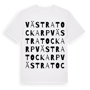 Västra Tockarp ordlek t-shirt – ekologisk bomull t-shirt från Pinshirt