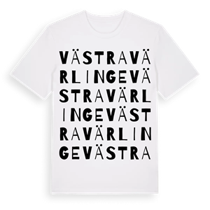 Västra Värlinge ordlek t-shirt – ekologisk bomull t-shirt från Pinshirt