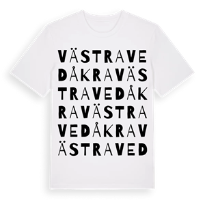Västra Vedåkra ordlek t-shirt – ekologisk bomull t-shirt från Pinshirt