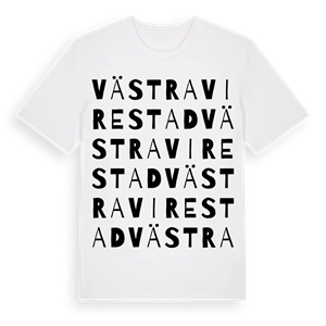Västra Virestad ordlek t-shirt – ekologisk bomull t-shirt från Pinshirt