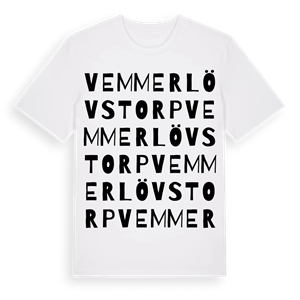 Vemmerlövstorp ordlek t-shirt – ekologisk bomull t-shirt från Pinshirt