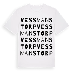 Vessmanstorp ordlek t-shirt – ekologisk bomull t-shirt från Pinshirt