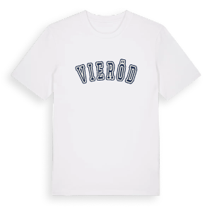 Vieröd college t-shirt – ekologisk bomull t-shirt från Pinshirt