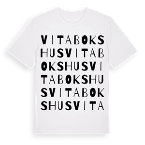 Vitabokshus ordlek t-shirt – ekologisk bomull t-shirt från Pinshirt