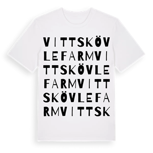 Vittskövle farm ordlek t-shirt – ekologisk bomull t-shirt från Pinshirt
