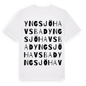Yngsjö havsbad ordlek t-shirt – ekologisk bomull t-shirt från Pinshirt