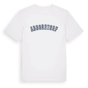Abborrtorp college t-shirt – ekologisk bomull t-shirt från Pinshirt
