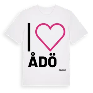 Jag älskar Ådö t-shirt stort tryck – ekologisk bomull t-shirt från Pinshirt