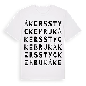Åkers styckebruk ordlek t-shirt – ekologisk bomull t-shirt från Pinshirt