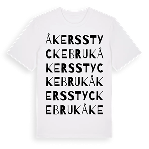Åkers styckebruk ordlek t-shirt – ekologisk bomull t-shirt från Pinshirt