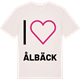 Vintage White t-shirt med Jag älskar Ålbäck t-shirt stort tryck