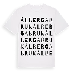 Ålberga bruk ordlek t-shirt – ekologisk bomull t-shirt från Pinshirt