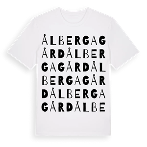 Ålberga gård ordlek t-shirt – ekologisk bomull t-shirt från Pinshirt