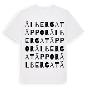 Ålberga Täppor ordlek t-shirt – ekologisk bomull t-shirt från Pinshirt