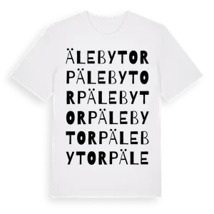 Älebytorp ordlek t-shirt – ekologisk bomull t-shirt från Pinshirt