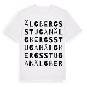 Älgbergsstugan ordlek t-shirt – ekologisk bomull t-shirt från Pinshirt