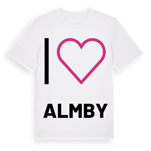 Jag älskar Almby t-shirt stort tryck – ekologisk bomull t-shirt från Pinshirt