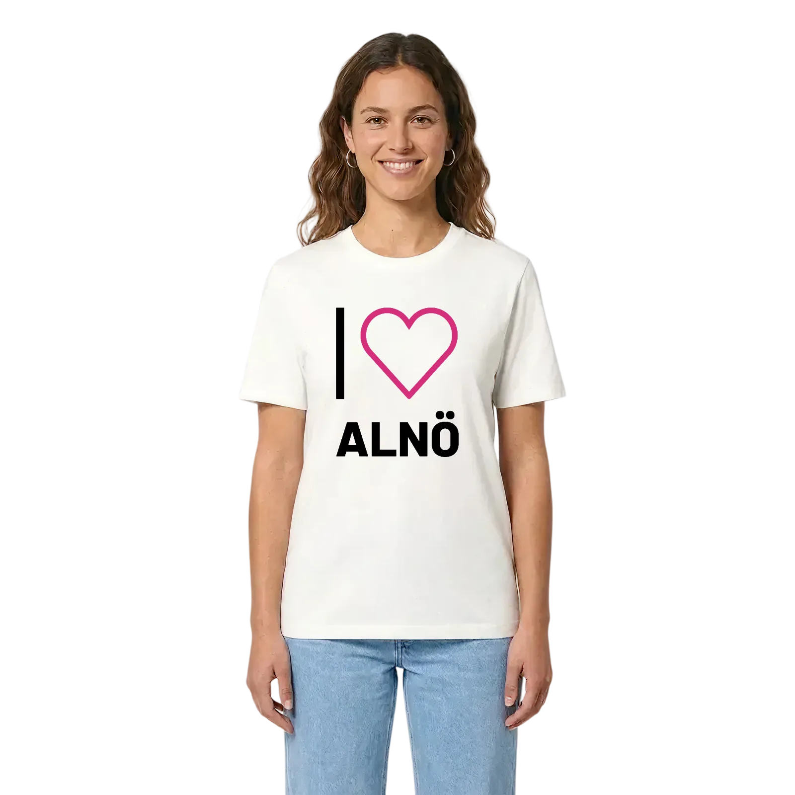 Jag älskar Alnö t-shirt stort tryck – White, i miljö