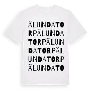Älundatorp ordlek t-shirt – ekologisk bomull t-shirt från Pinshirt