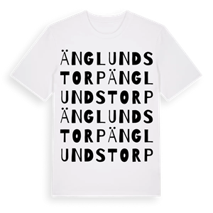 Änglundstorp ordlek t-shirt – ekologisk bomull t-shirt från Pinshirt
