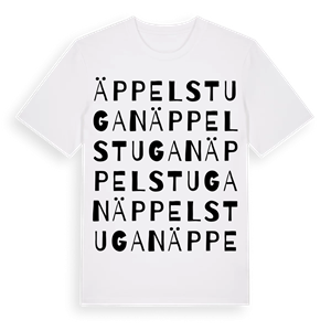 Äppelstugan ordlek t-shirt – ekologisk bomull t-shirt från Pinshirt