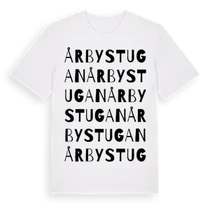 Årbystugan ordlek t-shirt – ekologisk bomull t-shirt från Pinshirt