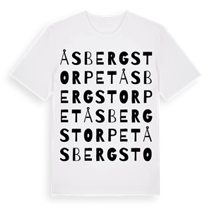 Åsbergstorpet ordlek t-shirt – ekologisk bomull t-shirt från Pinshirt