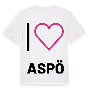 Jag älskar Aspö t-shirt stort tryck – ekologisk bomull t-shirt från Pinshirt