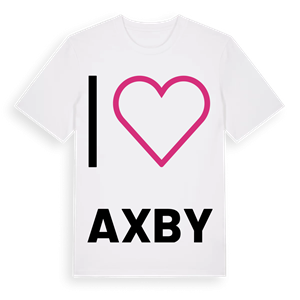 Jag älskar Axby t-shirt stort tryck – ekologisk bomull t-shirt från Pinshirt