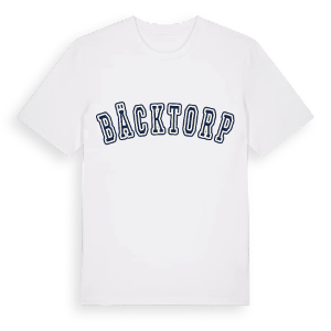 Bäcktorp college t-shirt – ekologisk bomull t-shirt från Pinshirt