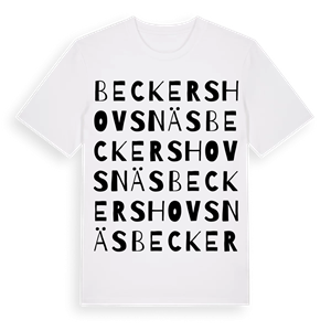 Beckershovsnäs ordlek t-shirt – ekologisk bomull t-shirt från Pinshirt