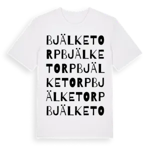 Bjälketorp ordlek t-shirt – ekologisk bomull t-shirt från Pinshirt