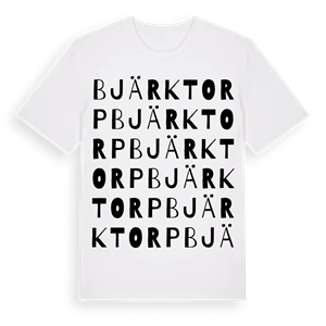 Bjärktorp ordlek t-shirt – ekologisk bomull t-shirt från Pinshirt
