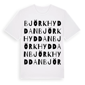 Björkhyddan ordlek t-shirt – ekologisk bomull t-shirt från Pinshirt
