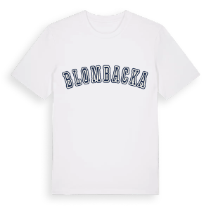 Blombacka college t-shirt – ekologisk bomull t-shirt från Pinshirt