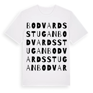 Bodvardsstugan ordlek t-shirt – ekologisk bomull t-shirt från Pinshirt