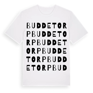 Buddetorp ordlek t-shirt – ekologisk bomull t-shirt från Pinshirt