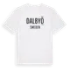 White t-shirt med Dalbyö i Sverige t-shirt