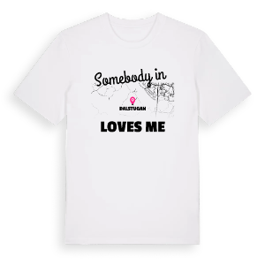 Någon i Dalstugan älskar mig t-shirt – ekologisk bomull t-shirt från Pinshirt