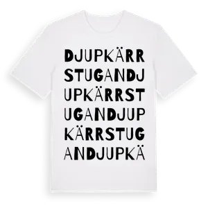 Djupkärrstugan ordlek t-shirt – ekologisk bomull t-shirt från Pinshirt