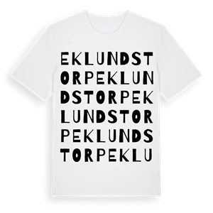 Eklundstorp ordlek t-shirt – ekologisk bomull t-shirt från Pinshirt