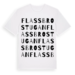 Flassbrostugan ordlek t-shirt – ekologisk bomull t-shirt från Pinshirt