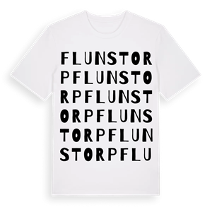 Flunstorp ordlek t-shirt – ekologisk bomull t-shirt från Pinshirt
