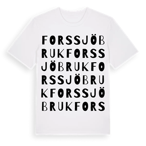 Forssjö bruk ordlek t-shirt – ekologisk bomull t-shirt från Pinshirt
