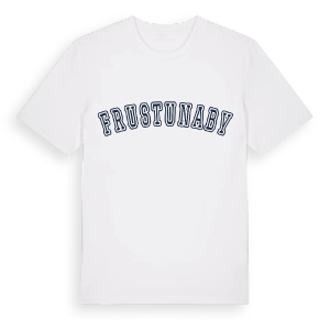 Frustunaby college t-shirt – ekologisk bomull t-shirt från Pinshirt