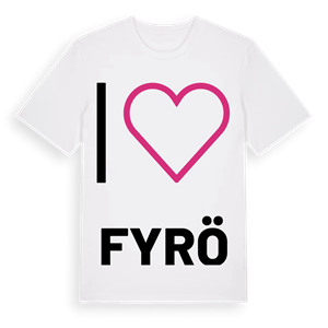 Jag älskar Fyrö t-shirt stort tryck – ekologisk bomull t-shirt från Pinshirt
